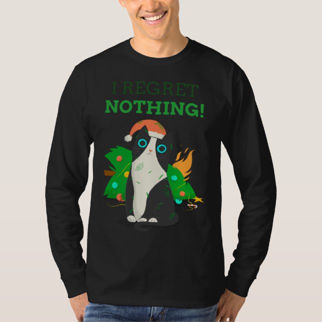 Jag ångrar ingenting julkatten perfekt t shirt (Framsida)