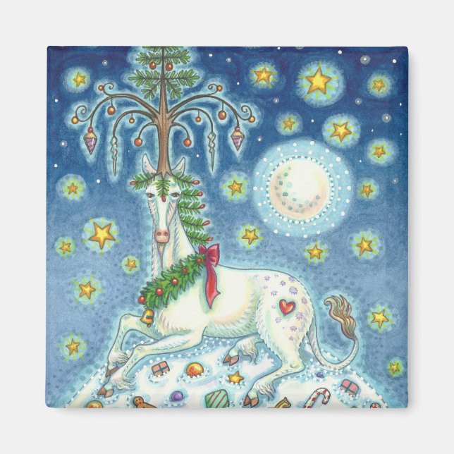 JAG ANSER ATT DET ÄR CHRISTMAS UNICORN SQUARE MAGN MAGNET (Framsidan)