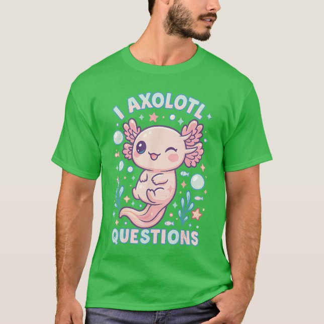 Jag Aolotl Frågor Rolig Söt Puns Design pojke T Shirt (Framsida)