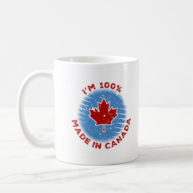 Jag är 100% Tillverkad i Kanada Slogan för stolta  Kaffemugg (Vänster)