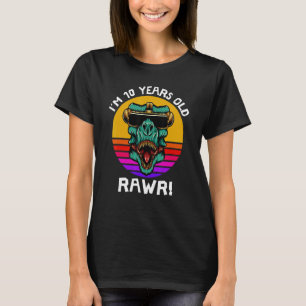 Jag är 10 år gammal Rawr Retro Dinosaur Sunset 10t T Shirt