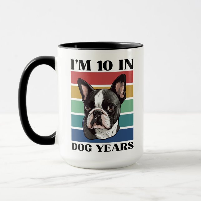 Jag är 10 år i Hund, 70:e födelsedagsboston Terrie Mugg (Vänster)