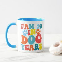 Jag är 10 i hundår 70-årsdag Groovy hundälskare