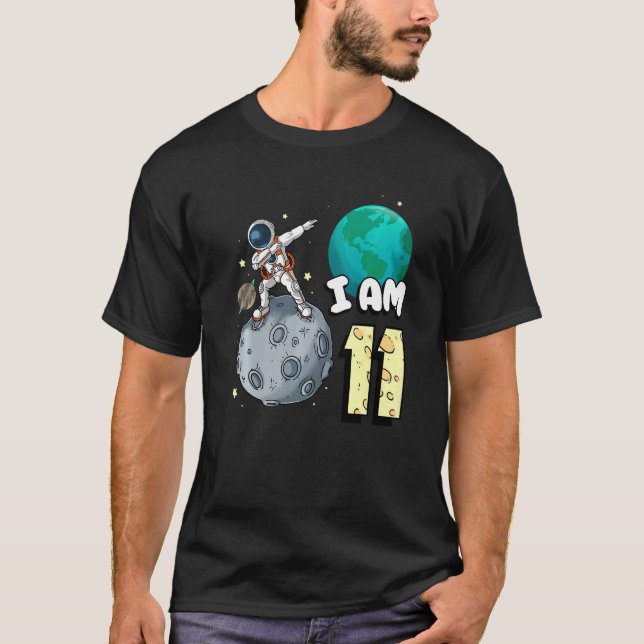 Jag är 11 Space Astronaut Kid Måne Walker 11:e föd T Shirt (Framsida)