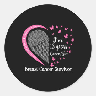 Jag är 13 år cancerfri Bröstcancer överlevande Fa Runt Klistermärke