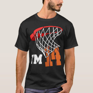Jag är 14 basketboll 14:e födelsedagsspelaren t shirt