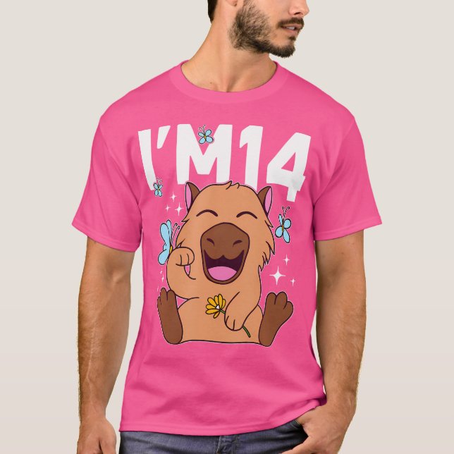 Jag är 14 dagars Capybara 14:e födelsedagskalkylen T Shirt (Framsida)