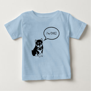 Jag är 1 Hund Tal Bubble 2 Blue Baby Shirt T-shirt