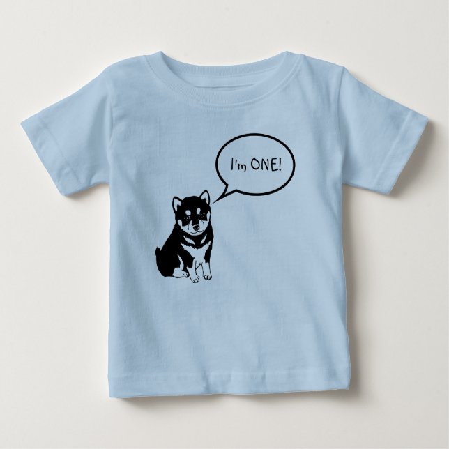 Jag är 1 Hund Tal Bubble 2 Blue Baby Shirt Tee (Framsida)