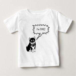 Jag är 1 Hund Tal Bubble Småbarn Baby Shirt T Shirt