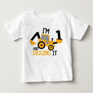Jag är 1 och Gräver det att bygga födelsedagspojke T Shirt