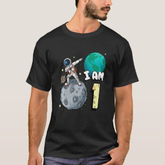 Jag är 1 Space Astronaut Kid Måne Walker 1st Birth T Shirt