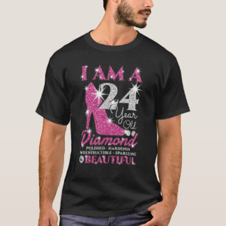 Jag är 24 år gammal Diamond Womens 24:e födelsedag T Shirt