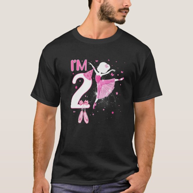 Jag är 2:a födelsedagen Ballerina Girls Ballet Dan T Shirt (Framsida)