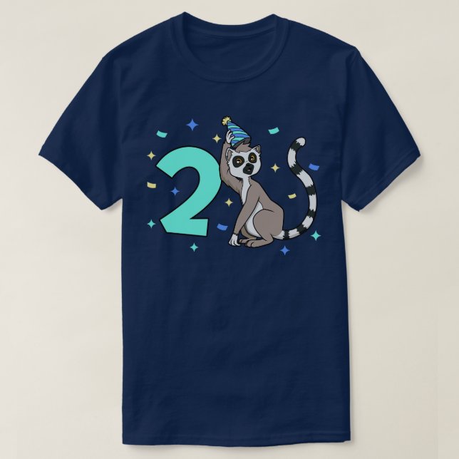 Jag är 2 år med lemur barns födelsedag 2 år gammal t shirt (Design framsida)