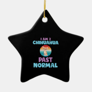 Jag är 2 Chihuahua Past Normal Hund älskare Mamma  Julgransprydnad Keramik