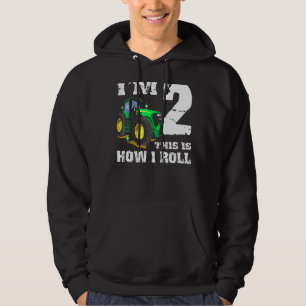 Jag är 2 Farm Barnyard Tractor 2:a födelsedagen Pa Hoodie