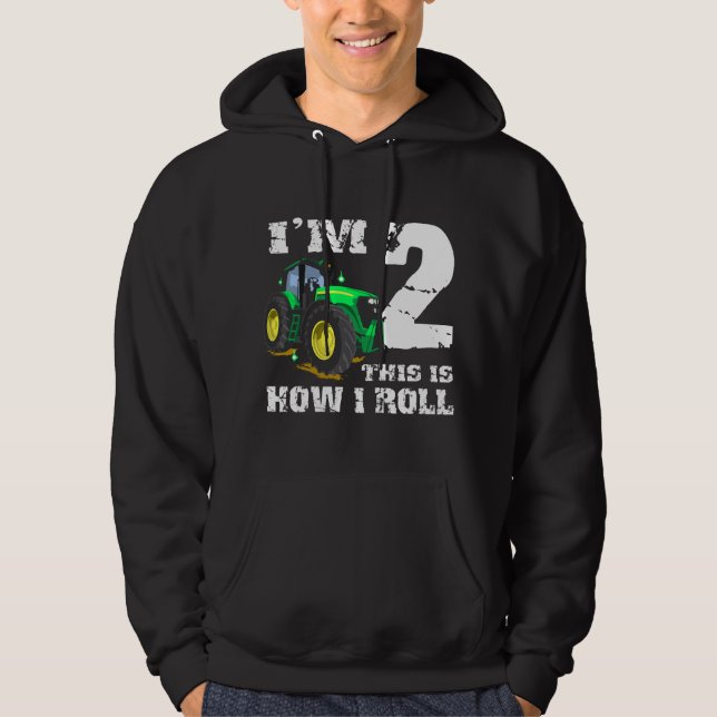 Jag är 2 Farm Barnyard Traktor 2-års födelsedagsfe Hoodie (Framsida)