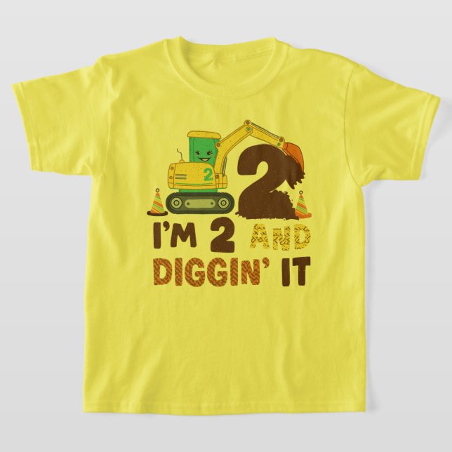 Jag är 2 och Diggin Födelsedagsfest Graphic T Shirt (Laydown)