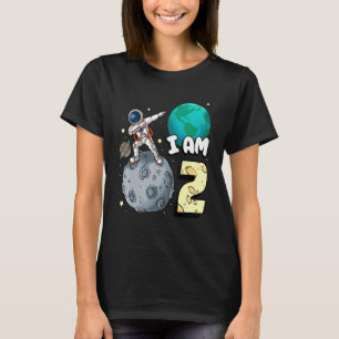 Jag är 2: Space Astronaut Kid Måne Walker 2:a Birt T Shirt