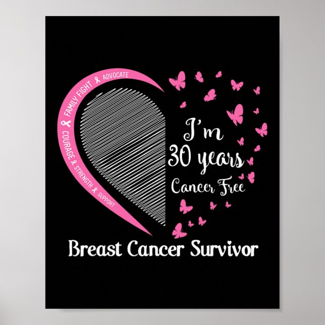 Jag är 30 år cancerfri Bröstcancer överlevande Fa Poster (Framsidan)