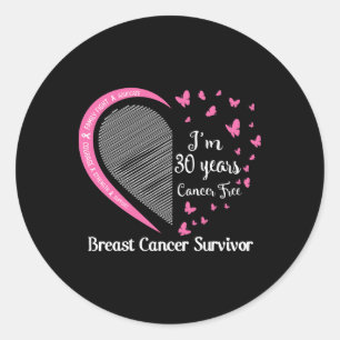 Jag är 30 år cancerfri Bröstcancer överlevande Fa Runt Klistermärke