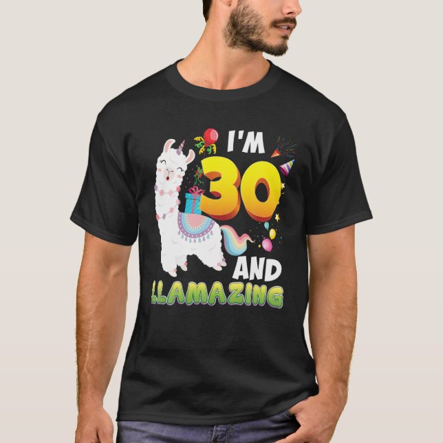 Jag är 30 år gammal 30års födelsedag Llamazing Lla T Shirt (Framsida)