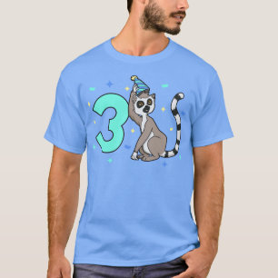 Jag är 3 år med lemur barns födelsedag 3 år gammal t shirt