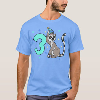 Jag är 3 år med lemur barns födelsedag 3 år gammal t shirt