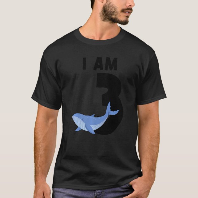 Jag är 3 blå val 3 år gammal t shirt (Framsida)