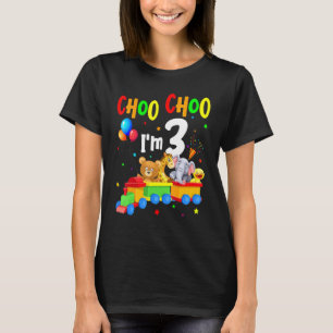 Jag är 3 födelsedagspojkar Tåg 3:e Safari Zoo Anim T Shirt