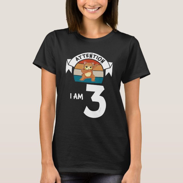 Jag är 3 katt 3:e födelsedagen t shirt (Framsida)