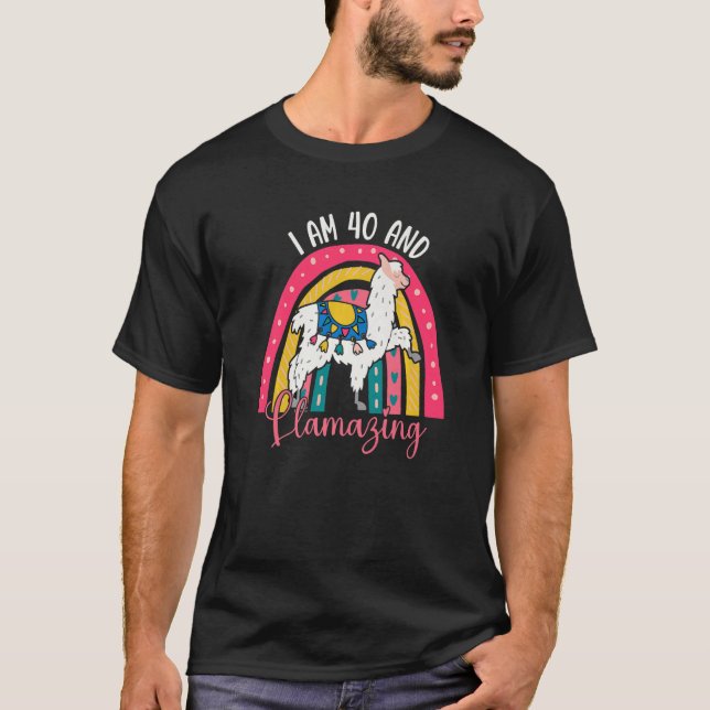 Jag är 40 år gammal och lamazing Alpaca Llama 40 T Shirt (Framsida)