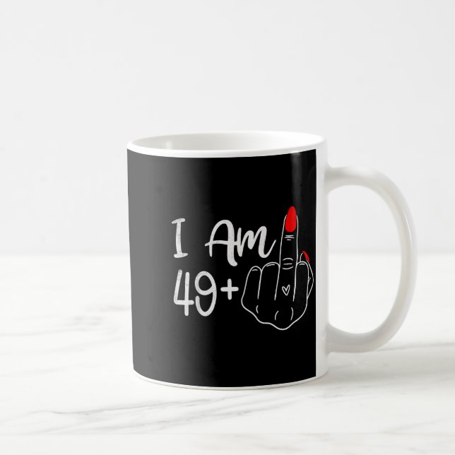 Jag är 49 Plus 1 Mittfinger Roligt 50-årsfirande W Kaffemugg (Höger)