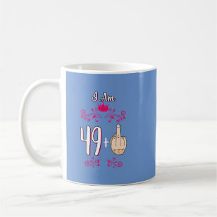 Jag är 49 Plus Mitten Finger 50:e födelsedagen 50 Kaffemugg