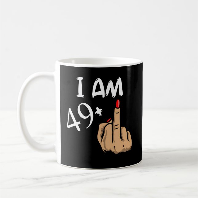 Jag är 49 plus Mitten Finger 50:e Kaffemugg (Vänster)
