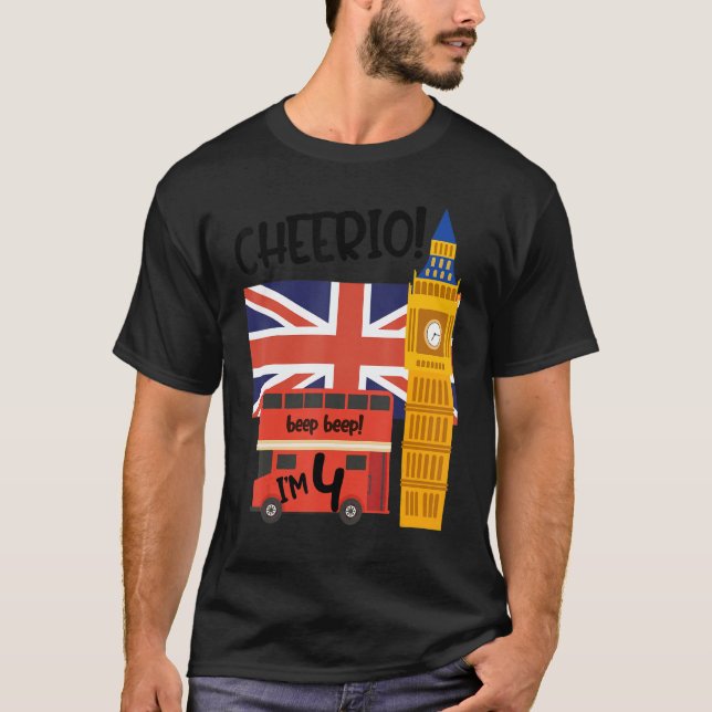 Jag är 4 4e födelsedagen British London Theme Unit T Shirt (Framsida)