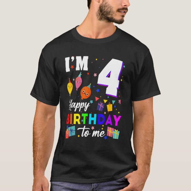 Jag är 4 år gammal Grattis på födelsedagen mot mig T Shirt (Framsida)
