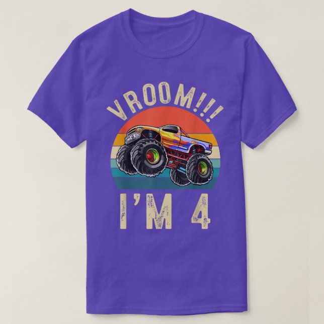 Jag är 4 år gammal Vroom 4e födelsedagen Party Las T Shirt (Design framsida)