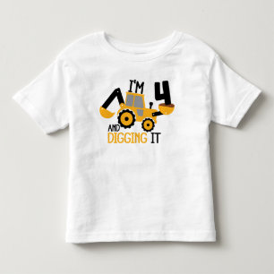 Jag är 4 och Gräver det att bygga födelsedagspojke T Shirt