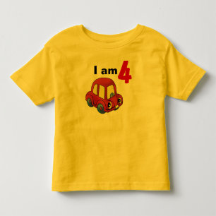 Jag är 4 (röd leksak-bil) t shirt