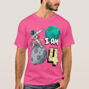 Jag är 4 Space Astronaut Kid Måne Walker 4th Birth T Shirt