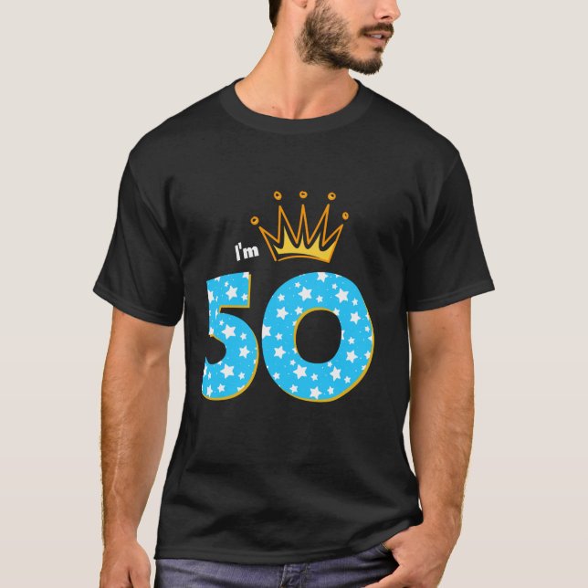 Jag är 50:e Födelsedagsfesten Kung tema 50 år gamm T Shirt (Framsida)