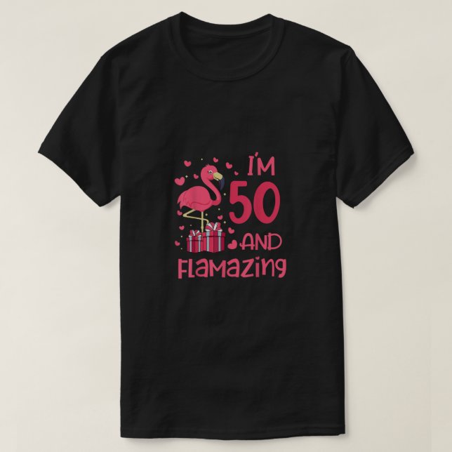 Jag är 50 och flammar - Fantastisk 50:e födelsedag T Shirt (Design framsida)