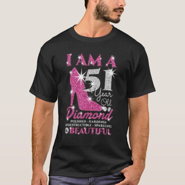 Jag är 51 år gammal Diamond Womens 51:a födelsedag T Shirt (Framsida)