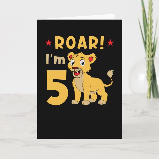 Jag är 5 år gammal Leo Birthday Kort (Framsida)