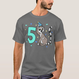 Jag är 5 år gammal med lemur barns födelsedag 5 år t shirt