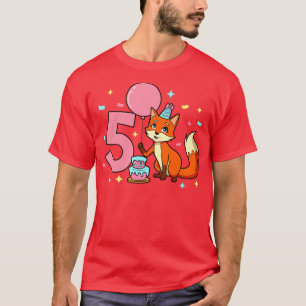 Jag är 5 år med fox-flickfödelsedag 5 år gammal t shirt