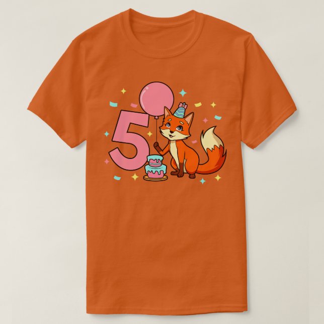 Jag är 5 år med fox-flickfödelsedag 5 år gammal t shirt (Design framsida)