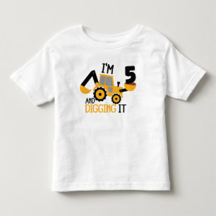 Jag är 5 och Gräver det att bygga födelsedagspojke T Shirt